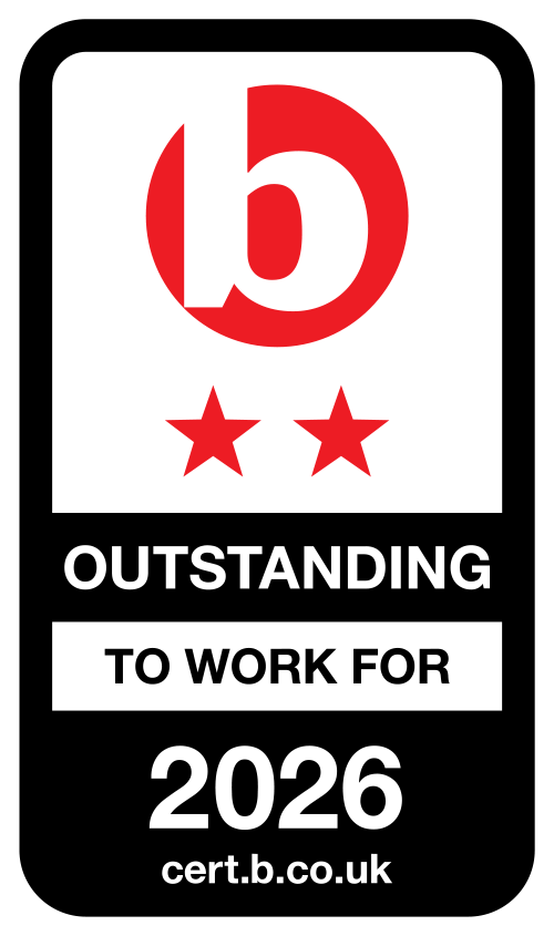 Best Companies 2-star accreditation logo for 2026, marking an Outstanding to Work For status.